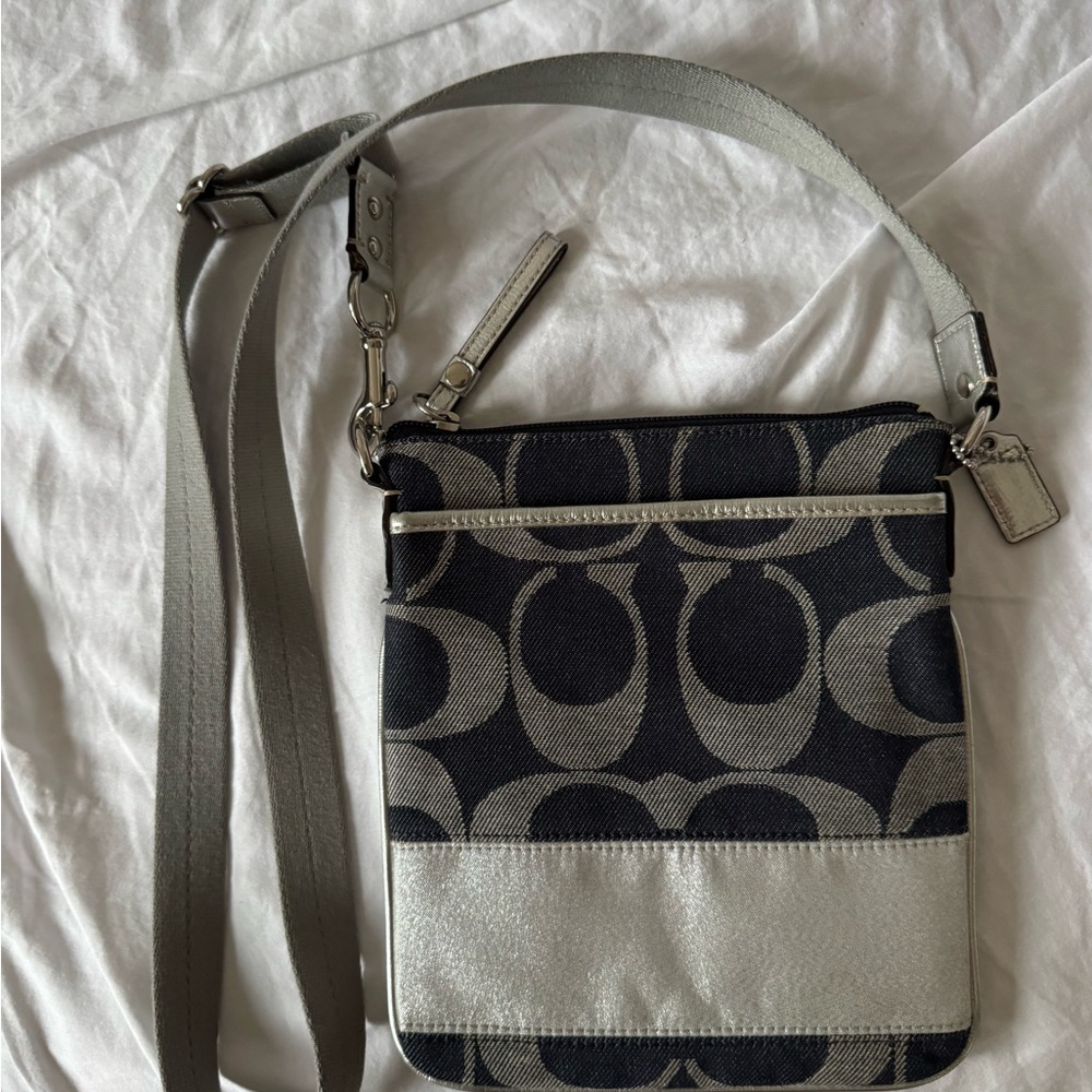 Coach Black and Silver Crossbody Bag